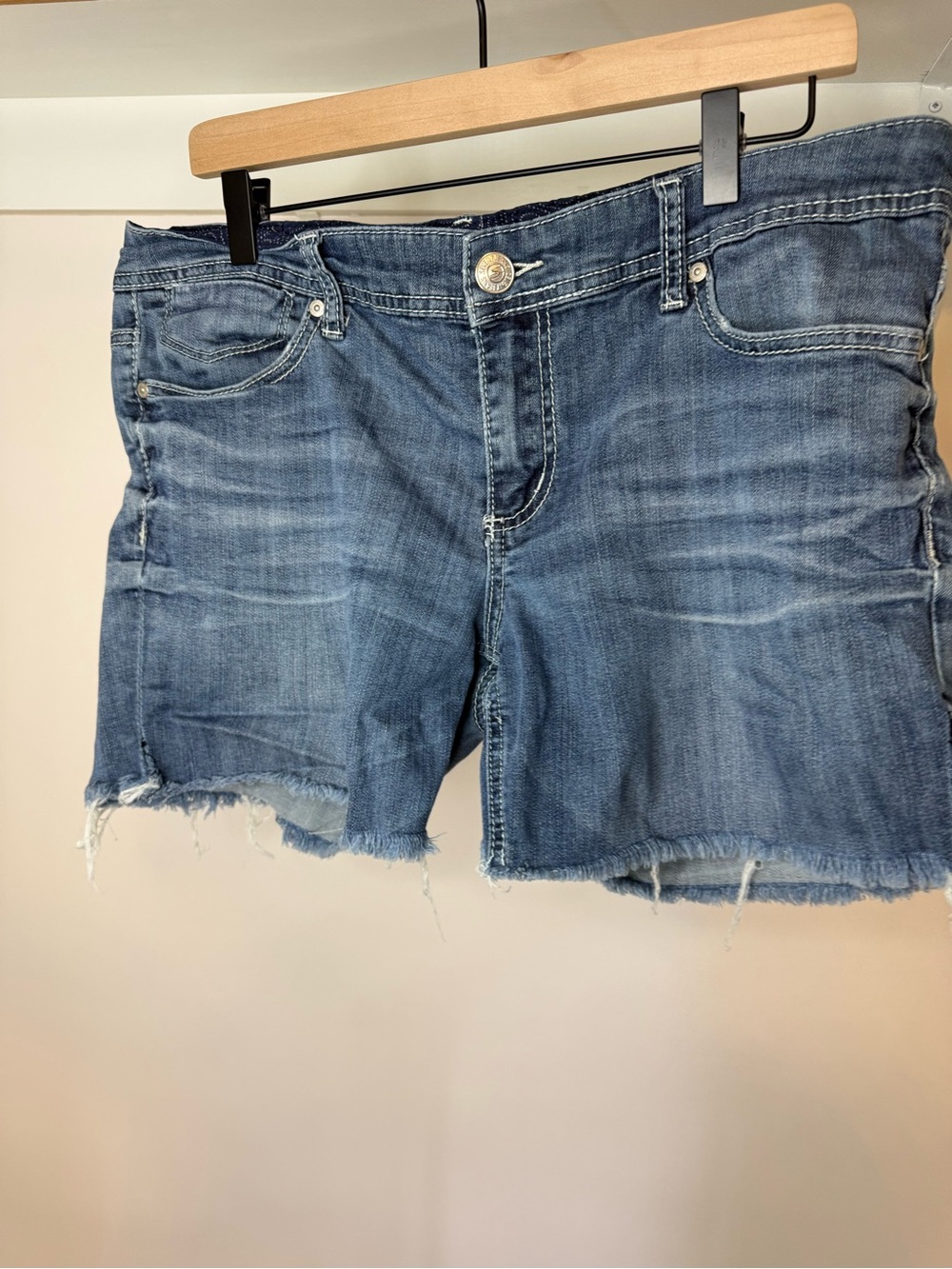 Seven7 Medium Wash Cutoff Denim Shorts